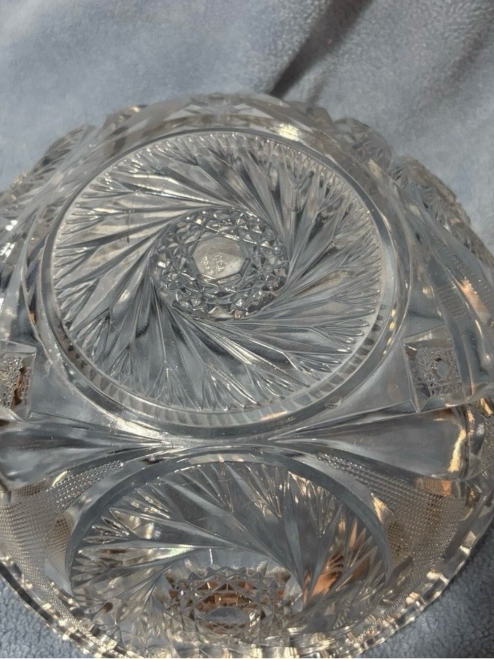 Vintage McKee glass serving bowl with pinwheel design